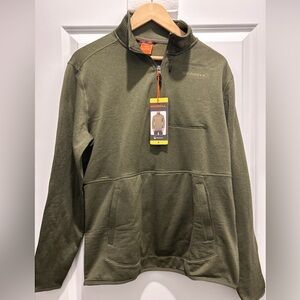 Merrell Mens Green Long Sleeve Pockets 1/4 Zip Pullover- Size Small